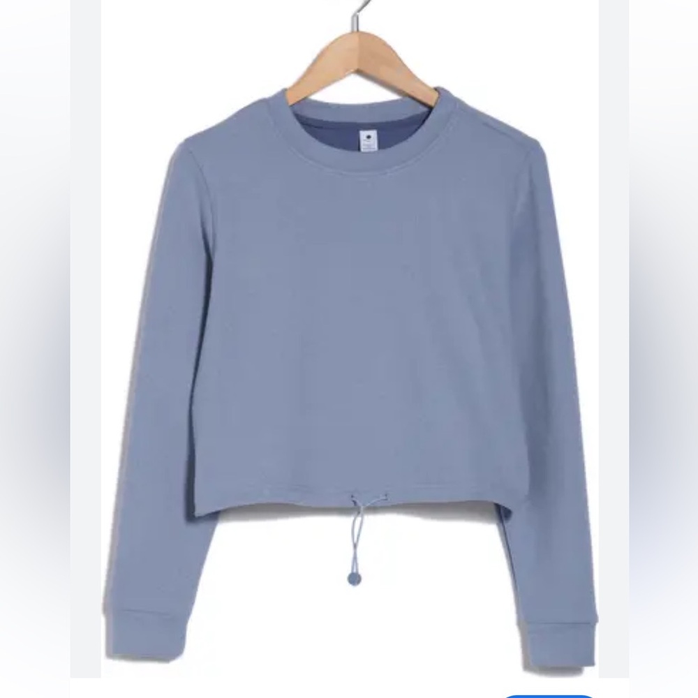 Blue Long Sleeve Crop Top - Picture 1 of 5